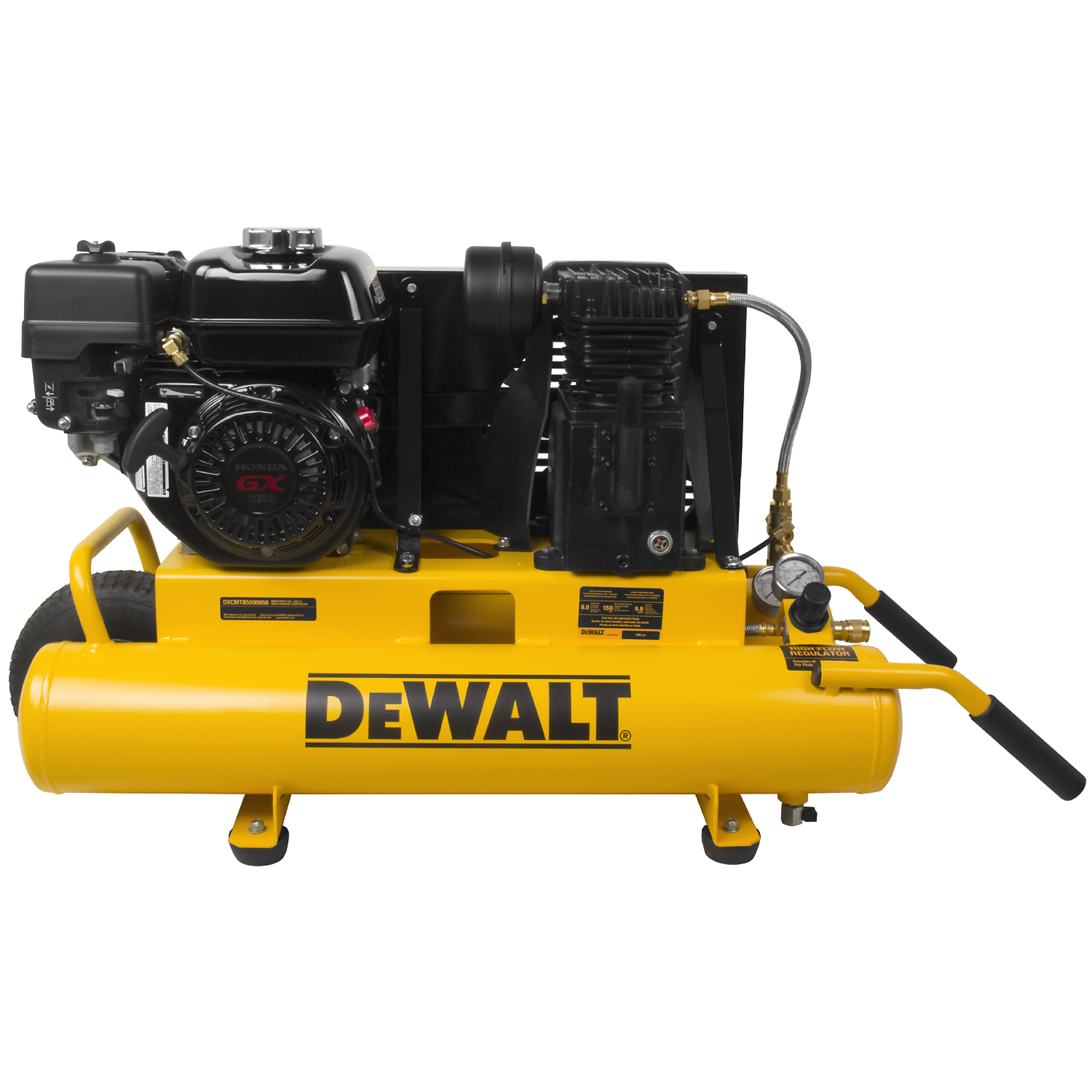 DEWALT 8 Gallon Wheelbarrow Air Compressor, Honda Gas Engine, 5.5 HP, Model# DXCMTB5590856